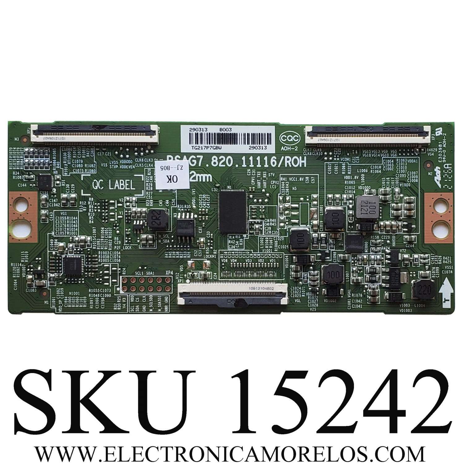 T-CON PARA TV HISENSE / NÚMERO DE PARTE 290313 / RSAG7.820.11116/ROH / TG217P7GBW / PANEL HD425Y1U71-TCL2\S0\GM\ROH / DISPLAY HV430QUB-F70 / MODELO 43A6GX3 43A53FUC	